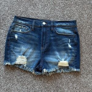 SO Women's Blue Jean Shorts with Frayed Hem